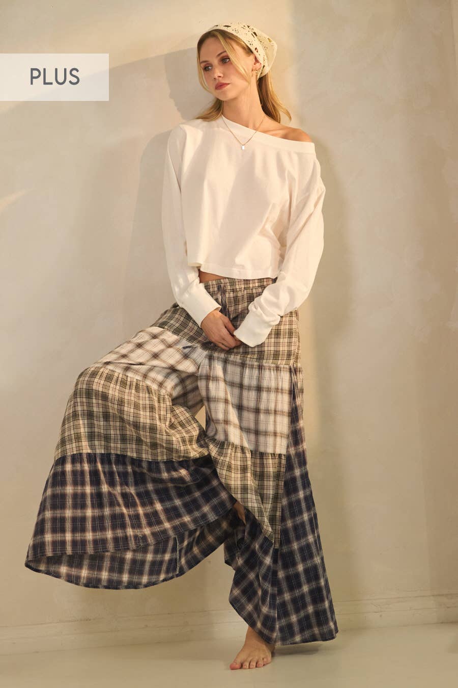 Plus Relaxed Patchwork Pants