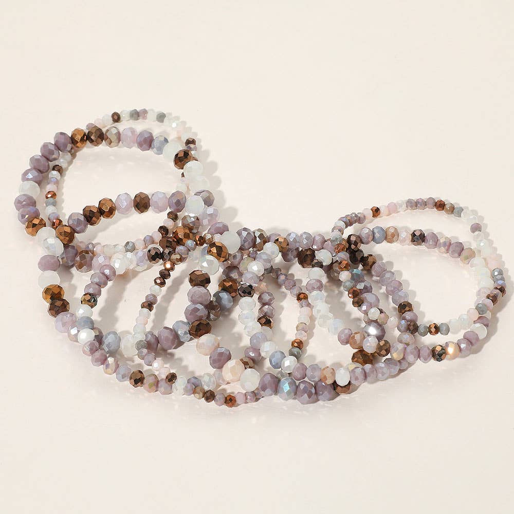 9PCS - Faceted Bead Stretch Bracelets