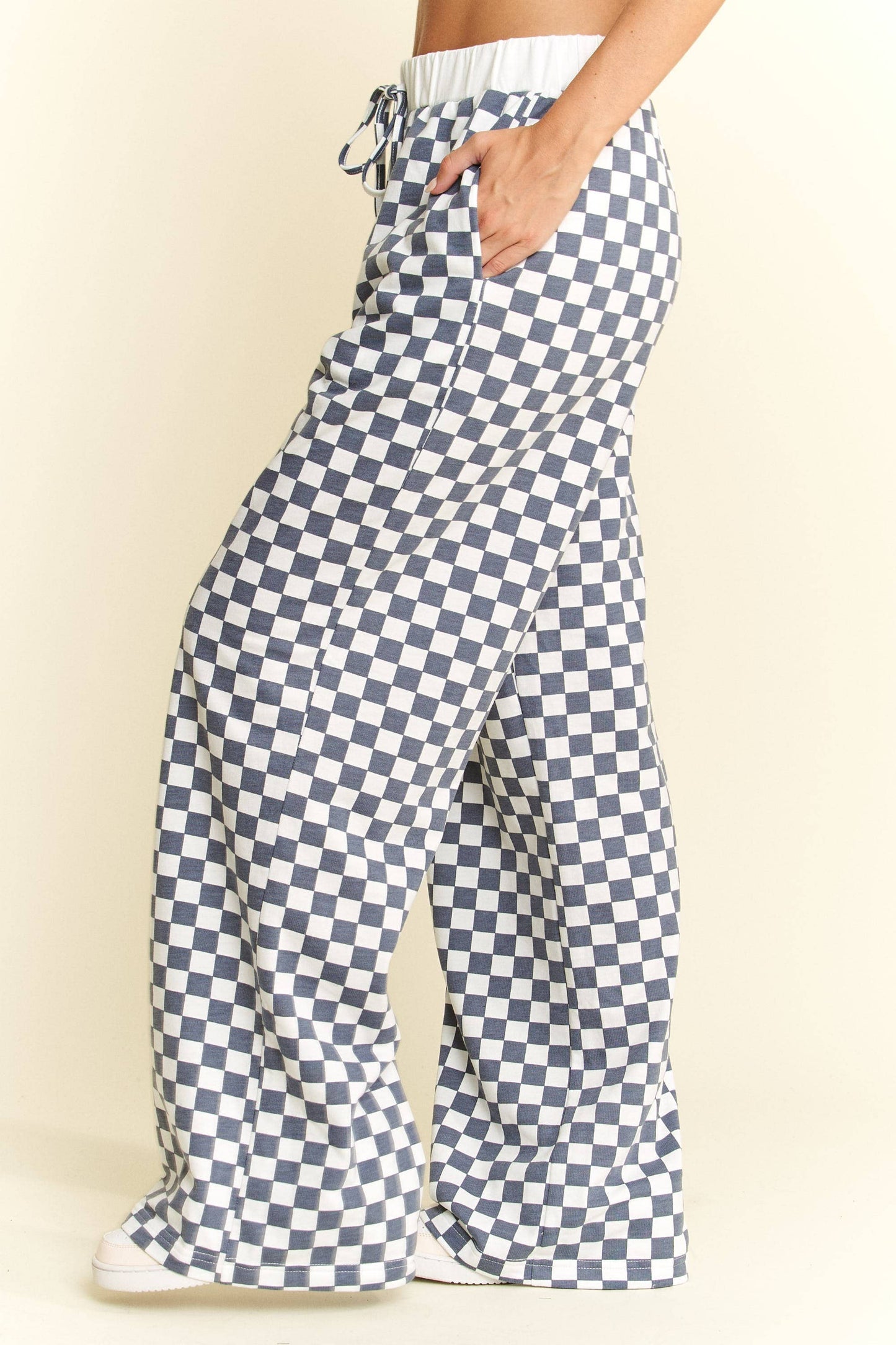 CHECKERED PRINT STRAIGHT LEG BOXER PANTS