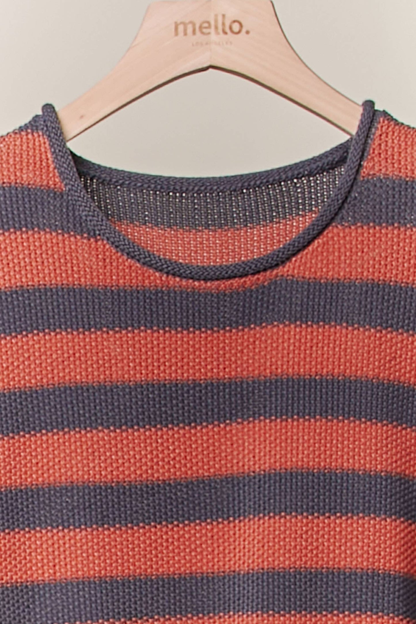 Casual Striped Sweater: Rust / M