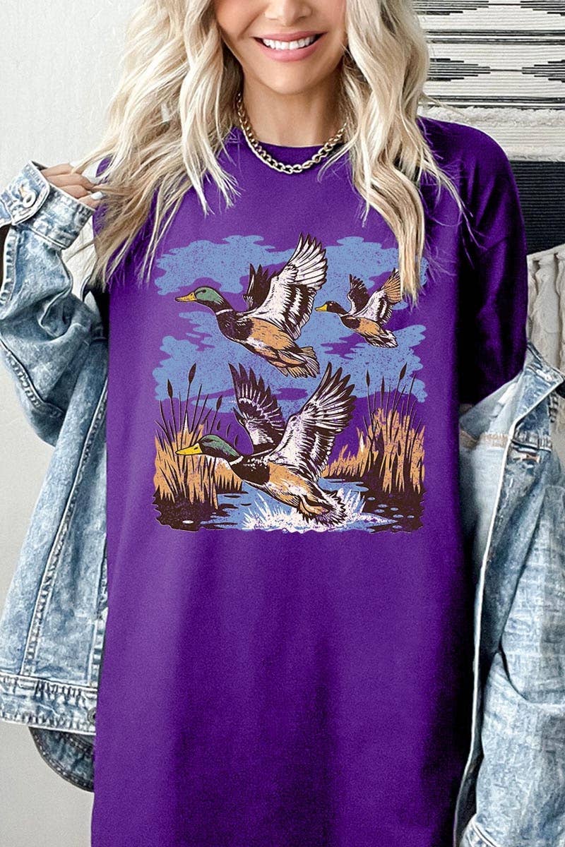 Flying Mallard Ducks Graphic Heavy Cotton Tee