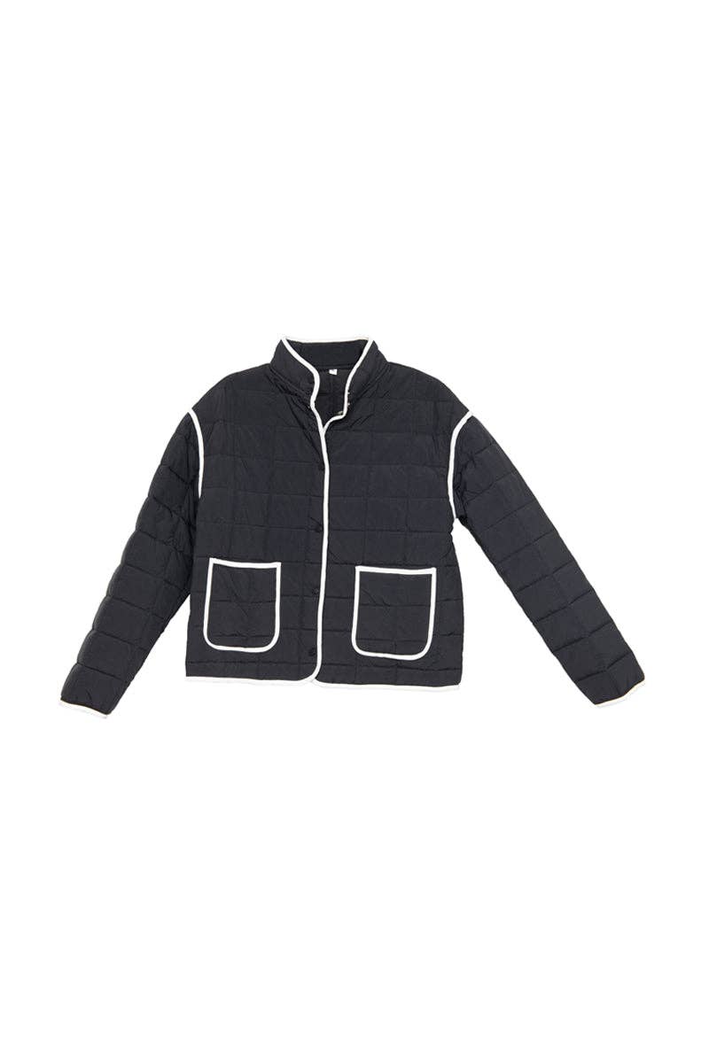 Black Quilted Trim Jacket Women's
