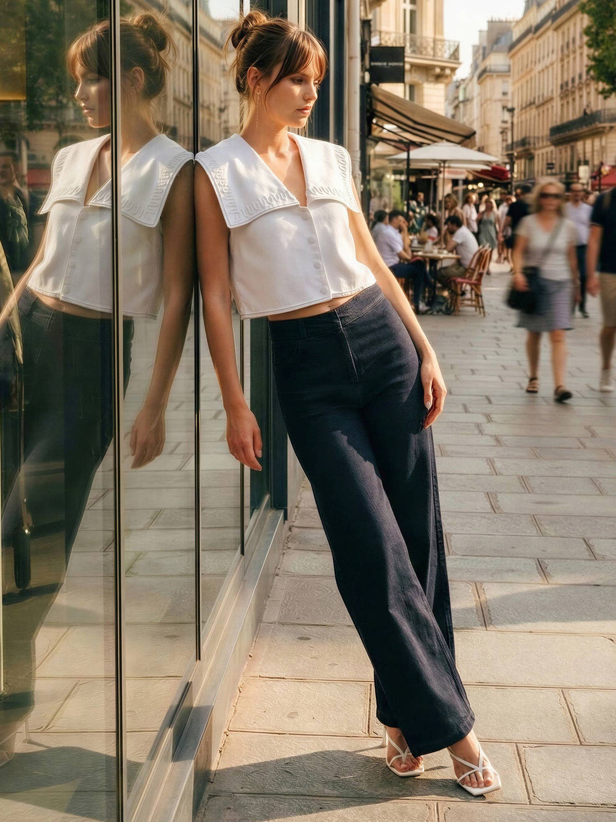 WIDE-LEG DENIM TROUSERS