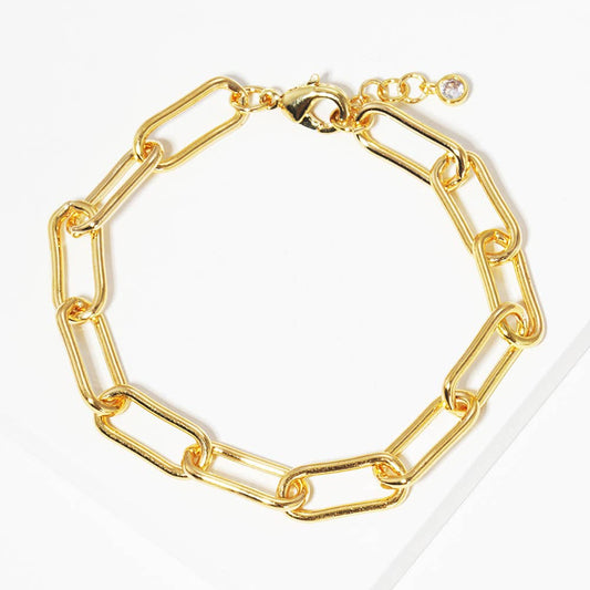 Gold Dipped Paperclip Chain Link Bracelet: Yellow Gold