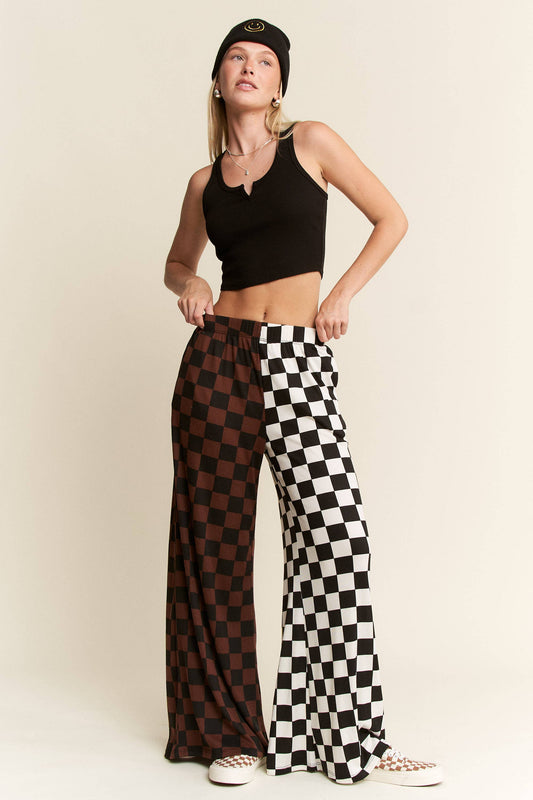 SPLIT DECISION CHECKERED PANTS: Brown/Black / S