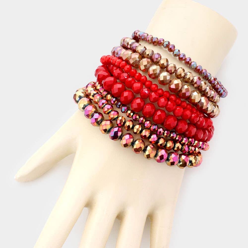 9PCS - Faceted Bead Stretch Bracelets