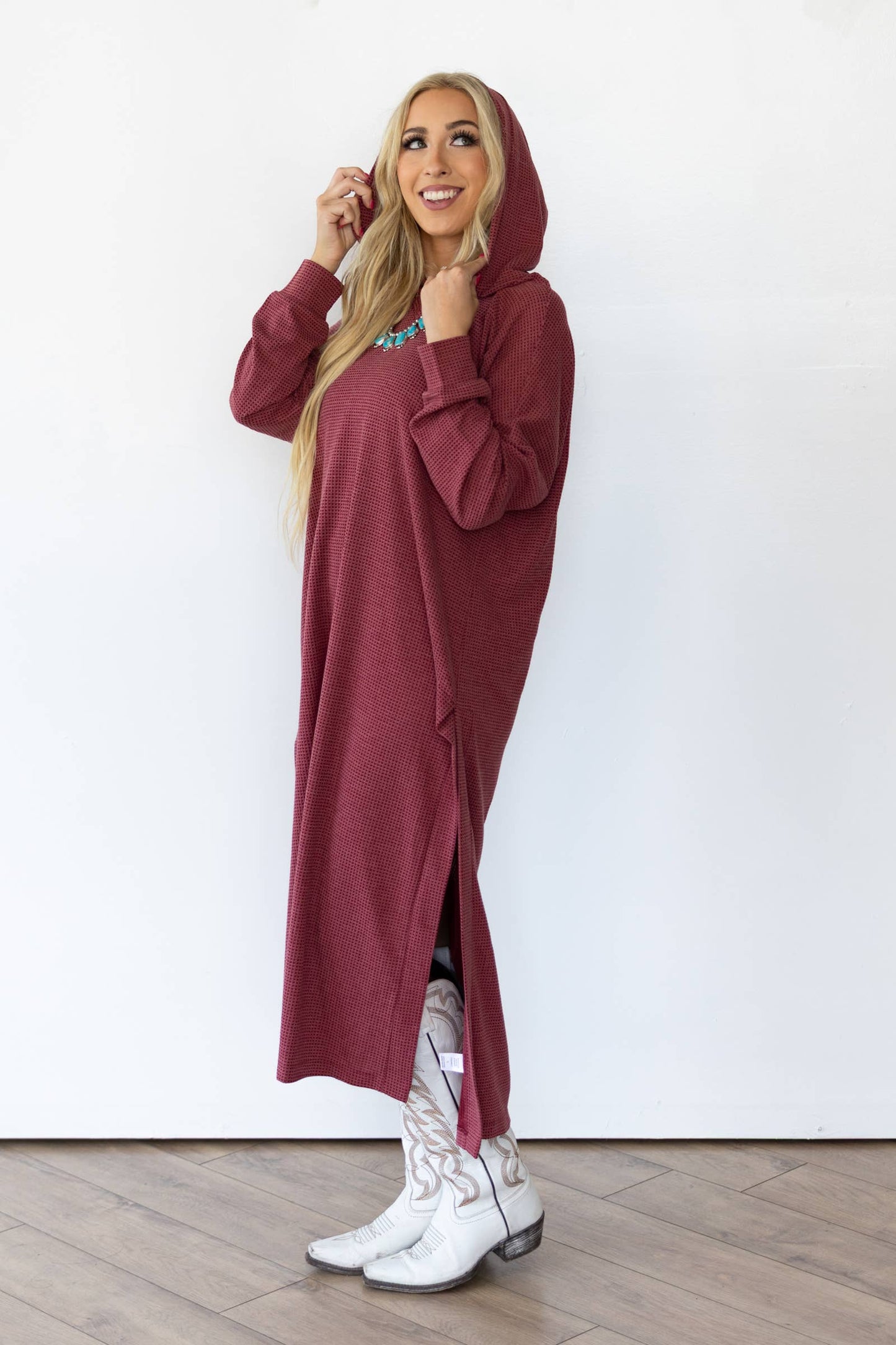 Waffle Knit Thermal Duster