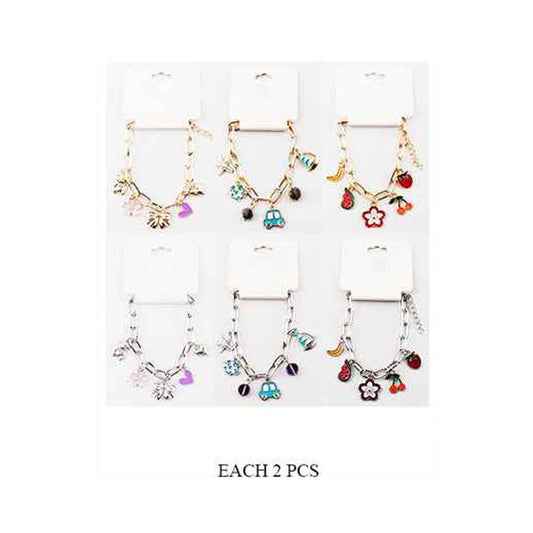 12PCS - Banana Watermelon Cherry Strawberry Charm Bracelet