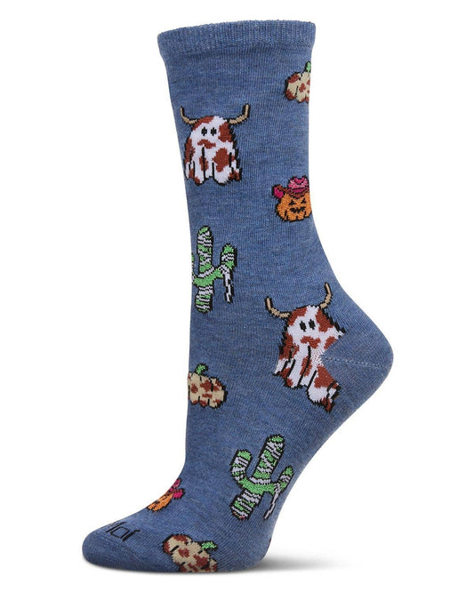 Memoi Spooky Western Holiday Crew: Denim Heather / 9-11