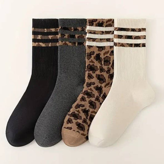 WOMAN ANIMAL LEOPARD HALF CREW THROWBACK SOCKS | 40S02071