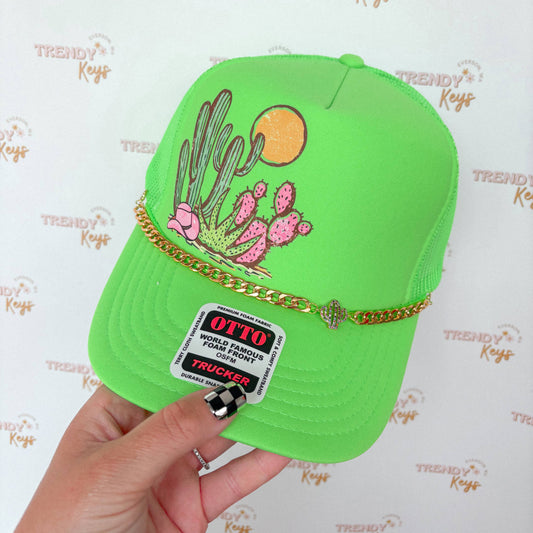 Neon Cactus Cowgirl Trucker Hat