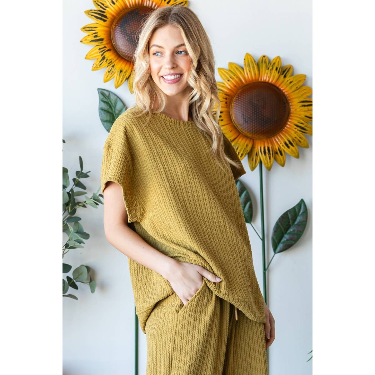 Waffle Textured Knit Top