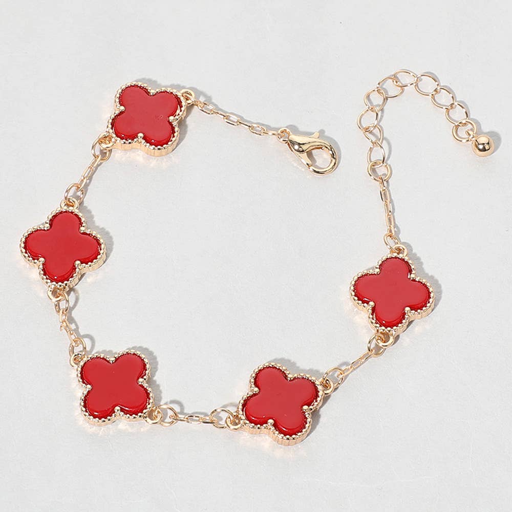 Quatrefoil Link Bracelet: Silver Black