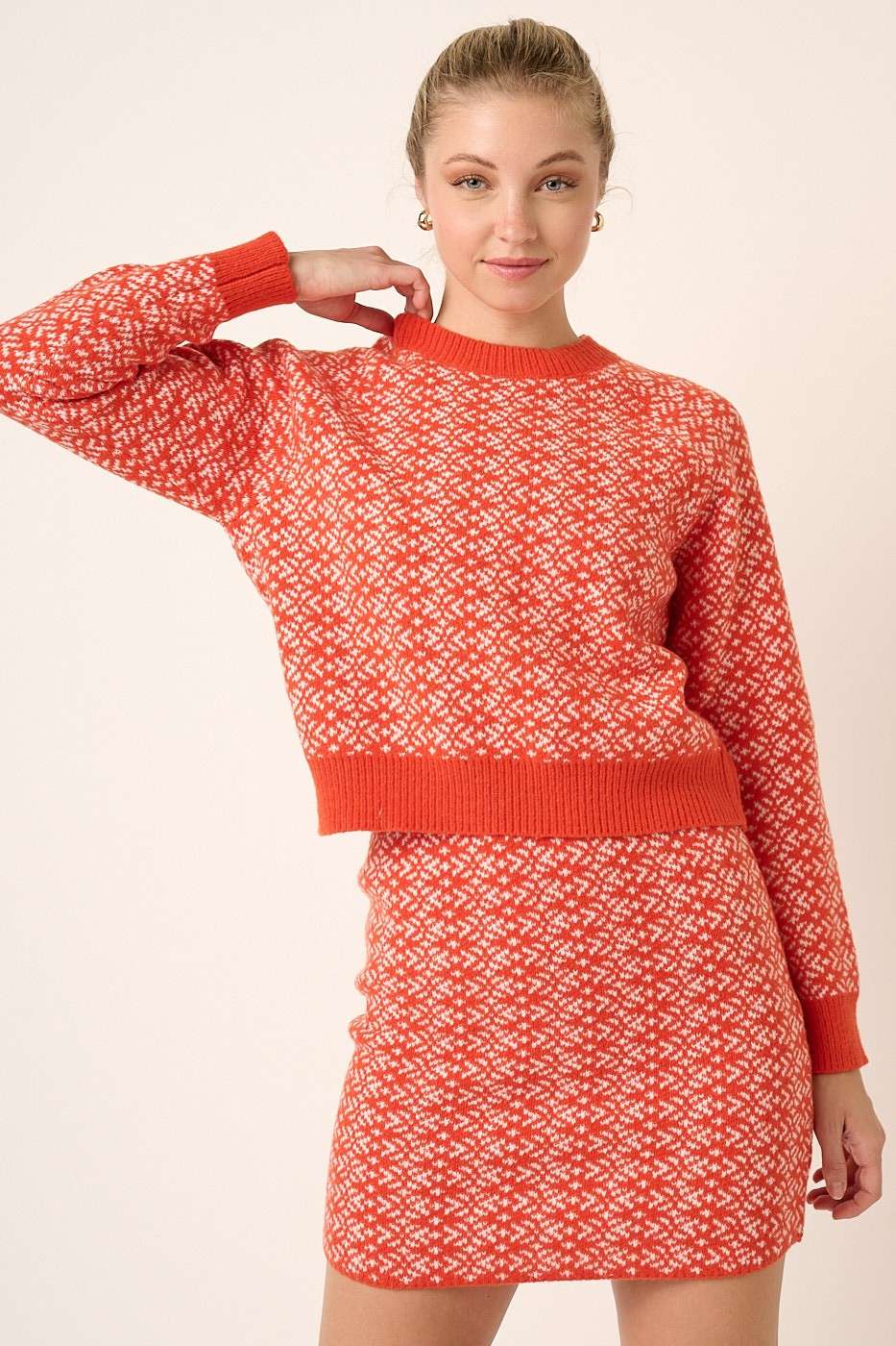 SNOWFLAKE PATTERN SWEATER SKIRT SET