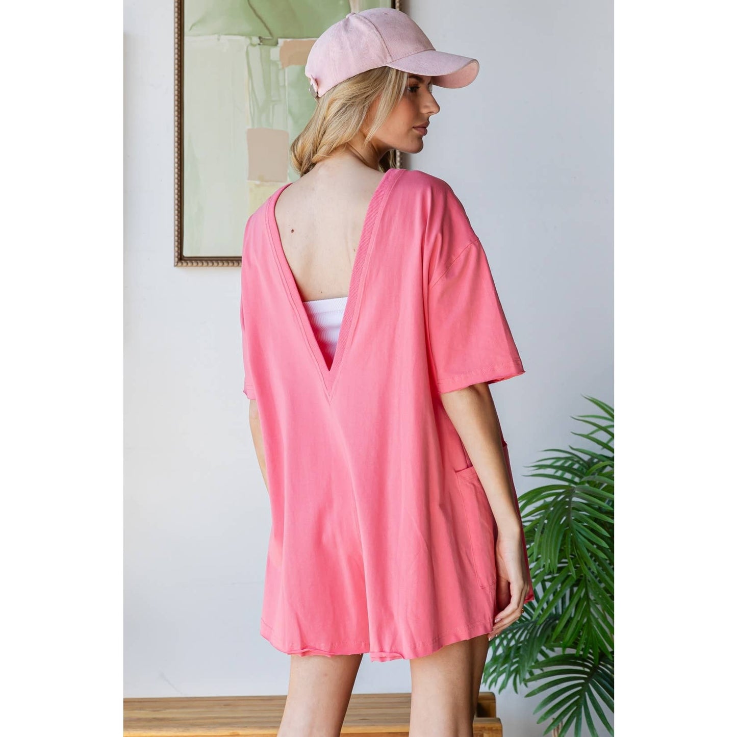Short Sleeve Knit Open Back Romper