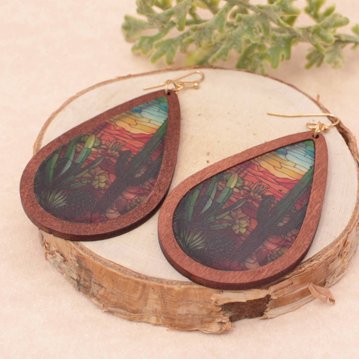 Painted Desert Stained Glass Look Earrings