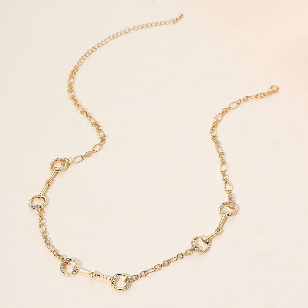Stone Paved Horsebit Link Necklace