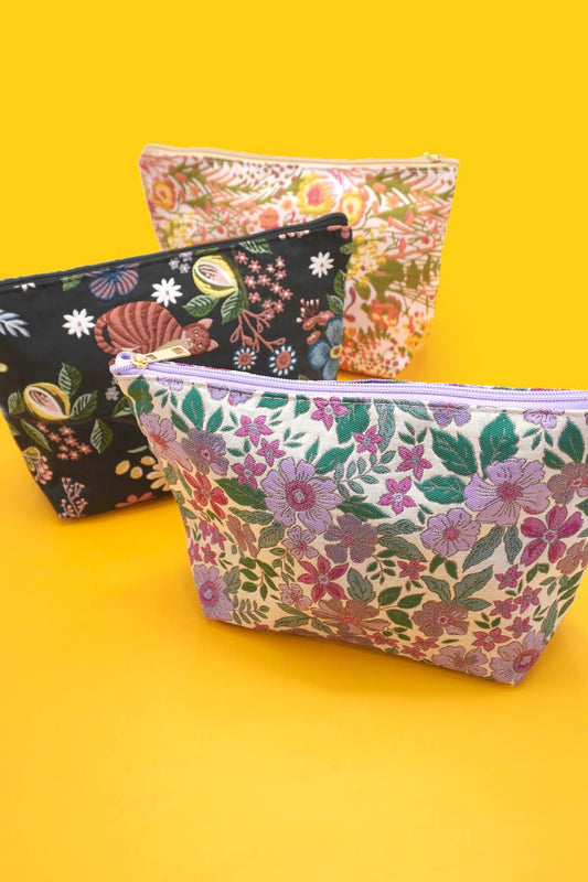 TRAVEL EMBROIDERY FLORAL COSMETIC MAKEUP POUCH | 40P570
