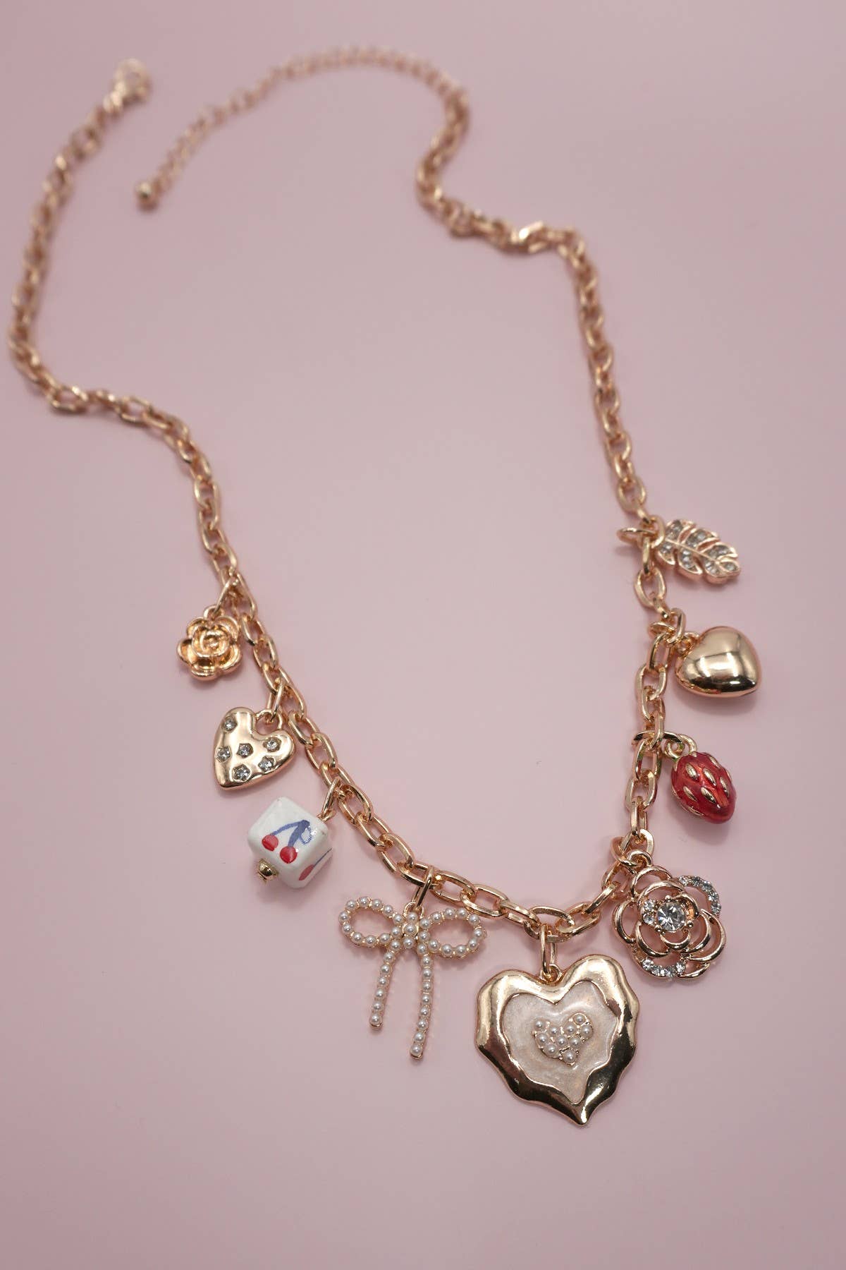 CHARM NECKLACE-CHERRY BOW STRAWBERRY FLOWER HEART | 80N91687