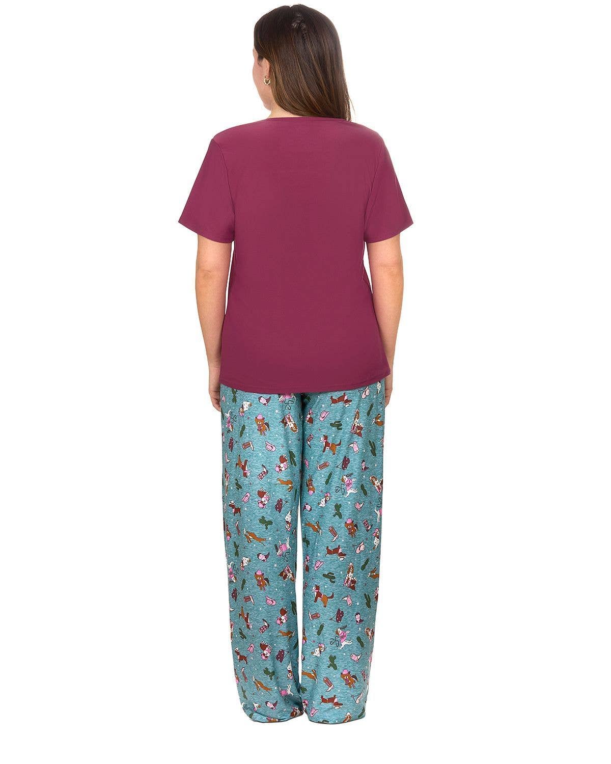 Rodeo Dogs 2Pc Pant PJ Set In A Bag: Dusty Teal / S