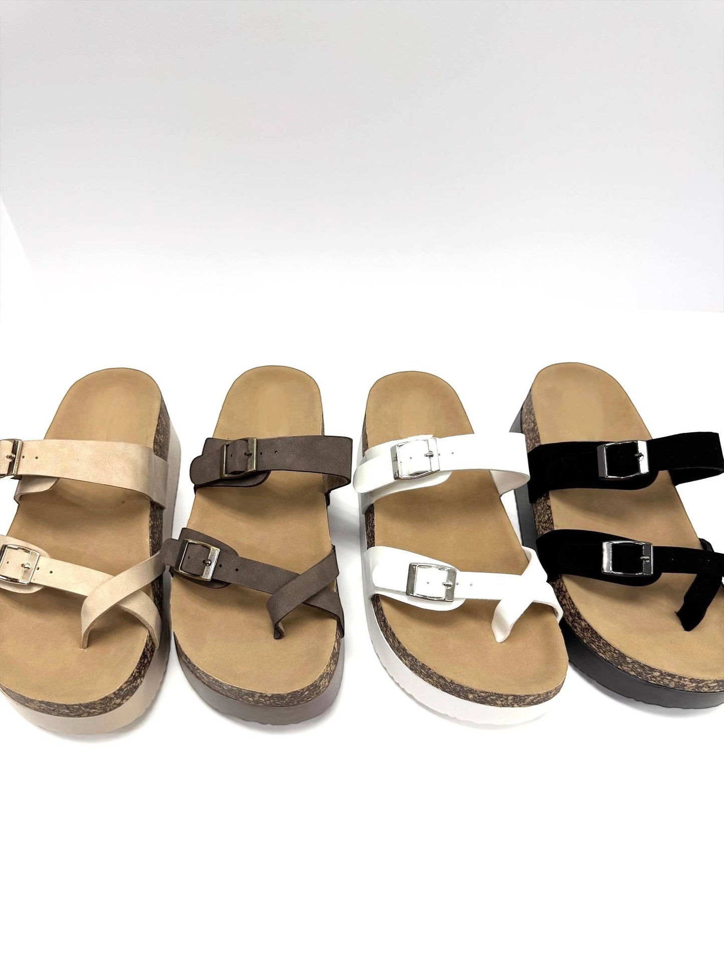 Double-Buckle Platform Sandals